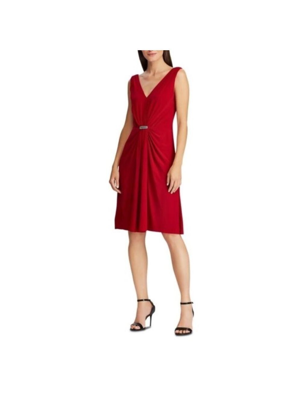 Ralph Lauren Embellished V-Neck Knee Length Dress